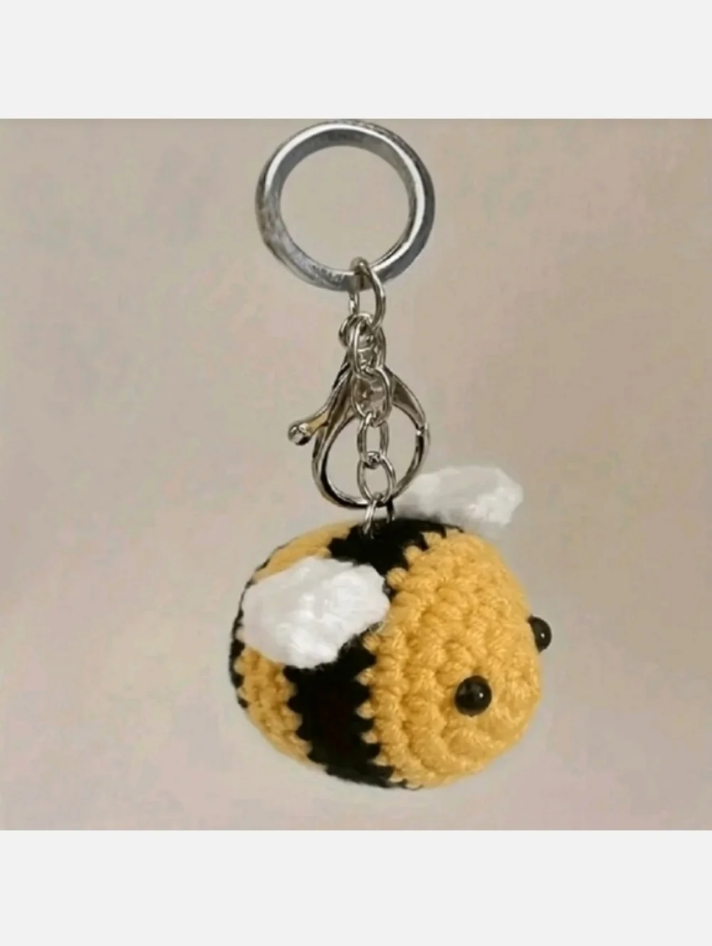 Handmade Crochet Bee Keychain Yellow & Black Bag Accessory